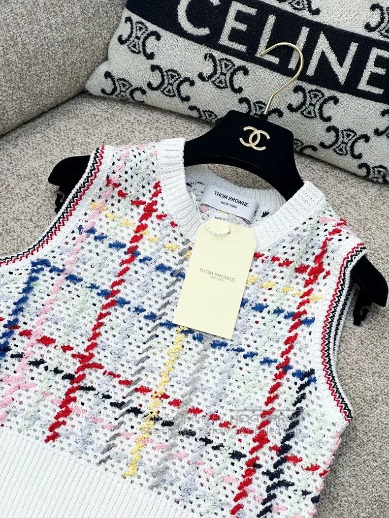 Thom Browne Thom Browne White Colorful Plaid Knit Vest Size XS / US 0-2 / IT 36-38 - 2 Thumbnail