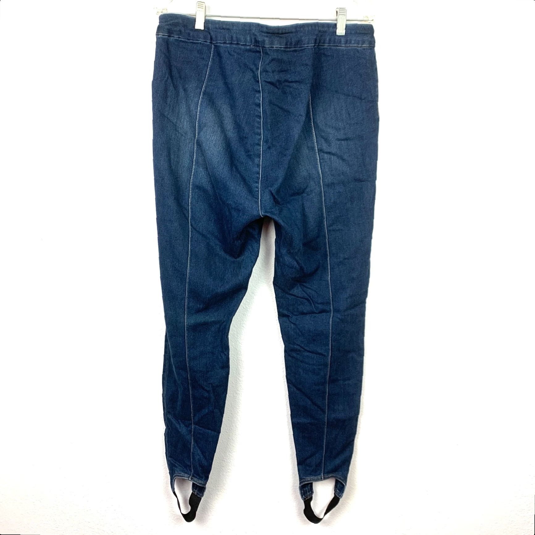 Soft Surroundings VINTAGE Soft Surroundings Dark Wash Denim Pull On Lean Line Stirrup Jeggings Leggings TL Size 36" / US 14 / IT 50 - 6 Thumbnail