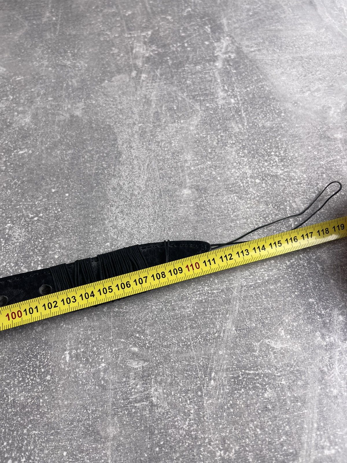 Genuine Leather Black Avant Garde Vintage Leather Belt Handcrafted Artisan Size 42 - 9 Thumbnail