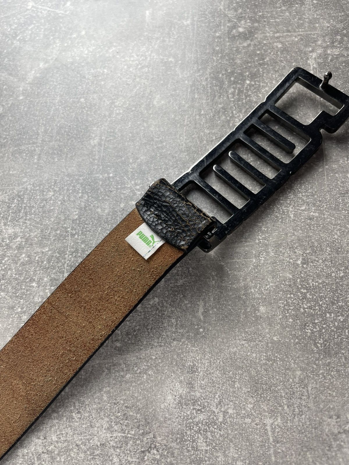 Puma Puma Genuine Leather Logo Buckle Belt Black Size M 2000s Size ONE SIZE - 5 Thumbnail