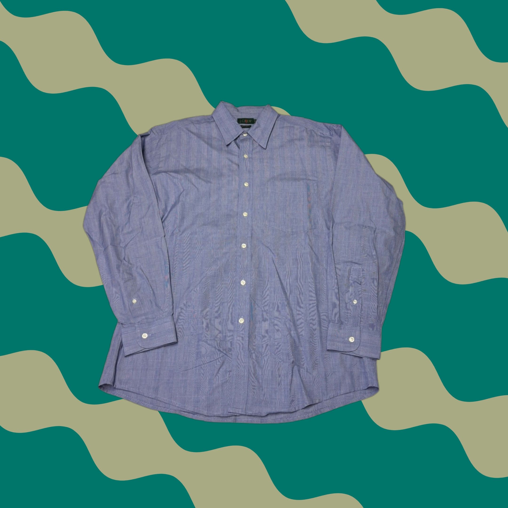 J.Crew J.CREW Shirt Mens Blue Glen Plaid Cotton Long Sleeve 15.5 34 47 Chest Button-Up Pocket Size US L / EU 52-54 / 3 - 1 Thumbnail