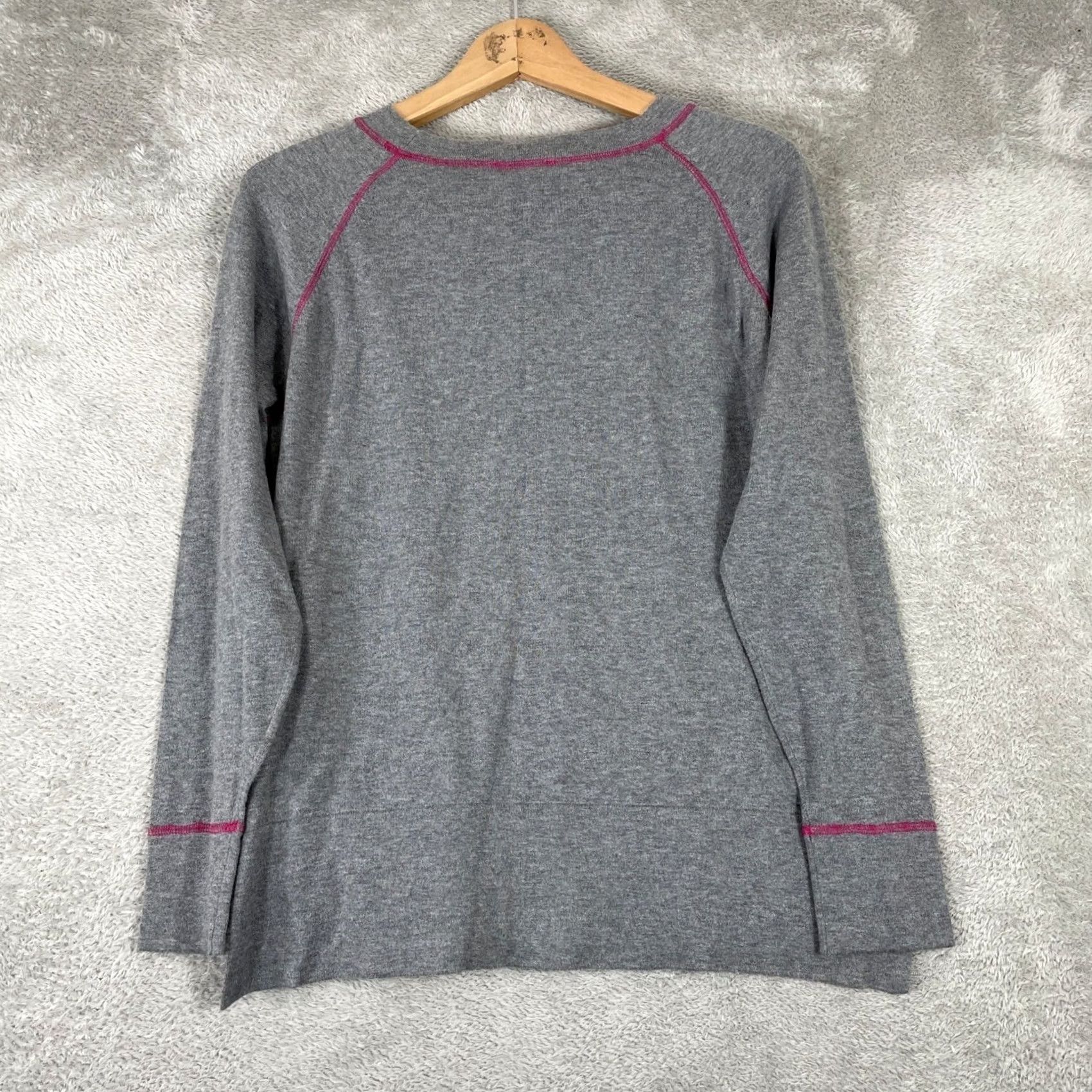 BMW BMW Pullover Sweater Womens M Gray Pink Contrast Stitch Cotton Silk Blend Size M / US 6-8 / IT 42-44 - 6 Thumbnail