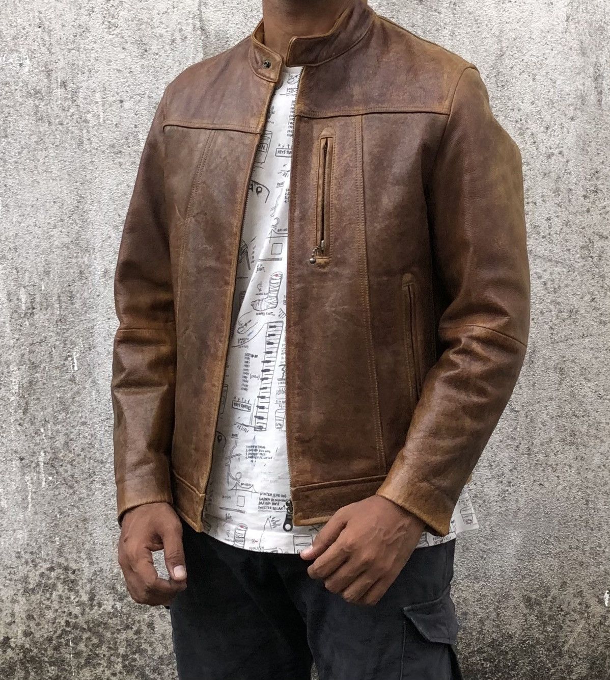 Vintage Vintage 90s Cow Real Leather Rider's Jacket By Uniqlo Size US M / EU 48-50 / 2 - 6 Thumbnail