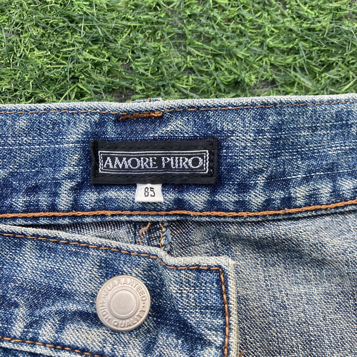 Japanese Brand AMORE PURO DOUBLE WAIST RIPPED JEANS Size US 34 / EU 50 - 12 Thumbnail