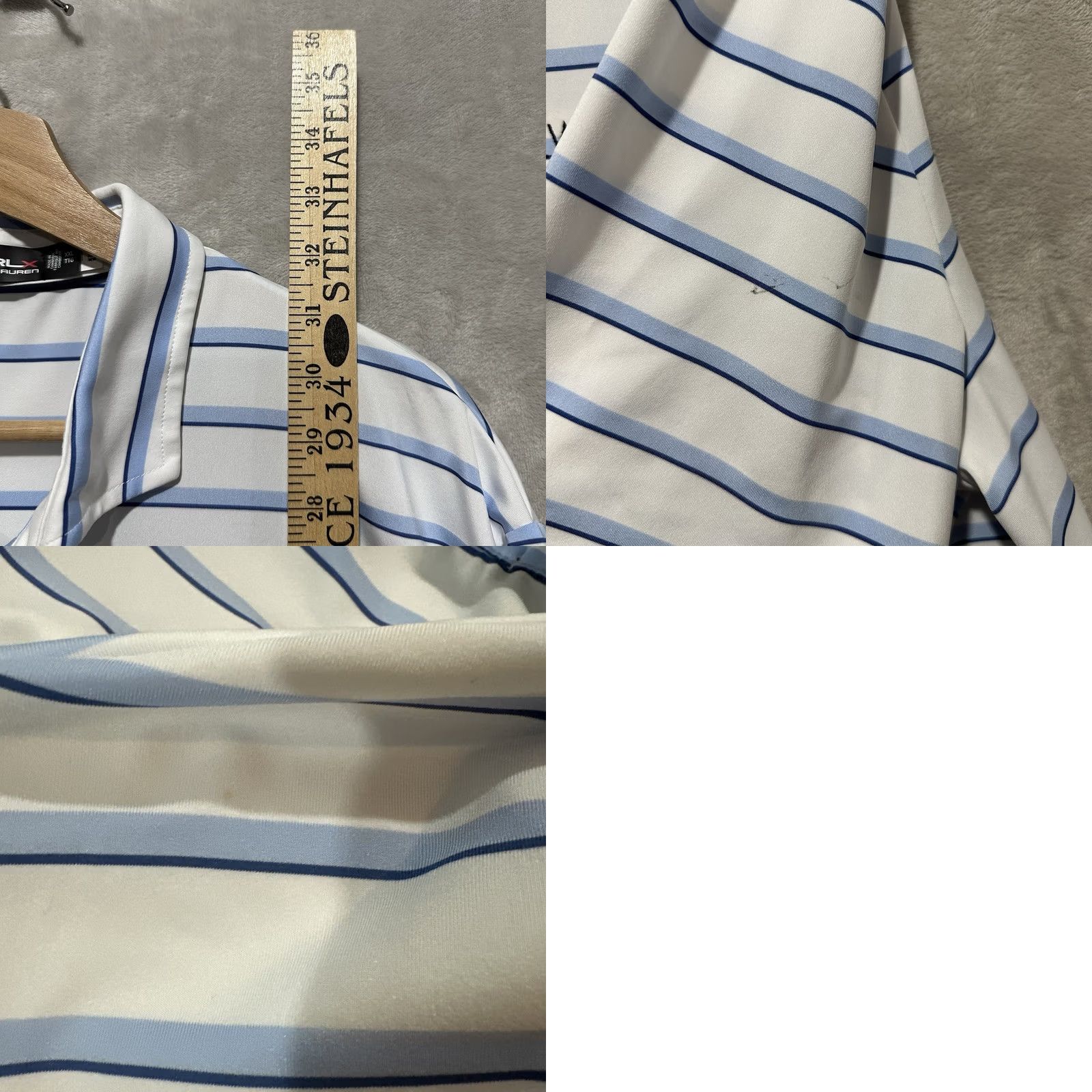 RLX Ralph Lauren Ralph Lauren RLX Wailea Golf Club Polo Shirt 2XL White Striped Short Sleeve Polo Mens Size US XXL / EU 58 / 5 - 8 Thumbnail