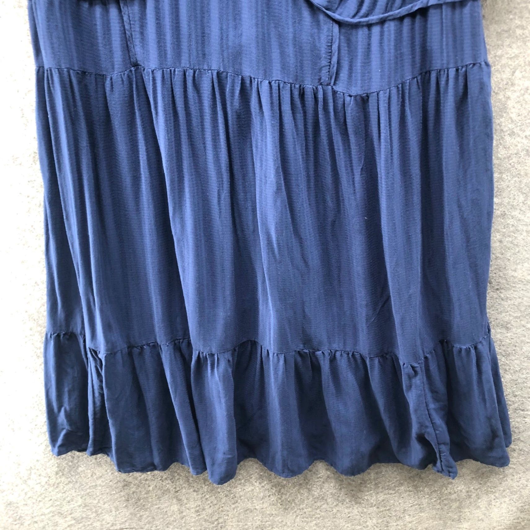 Vintage VINTAGE Knox Rose Tiered Mini Dress Womens 1X Navy Blue Rayon V-Neck Short Sleeve Size 40" / US 18 - 6 Thumbnail