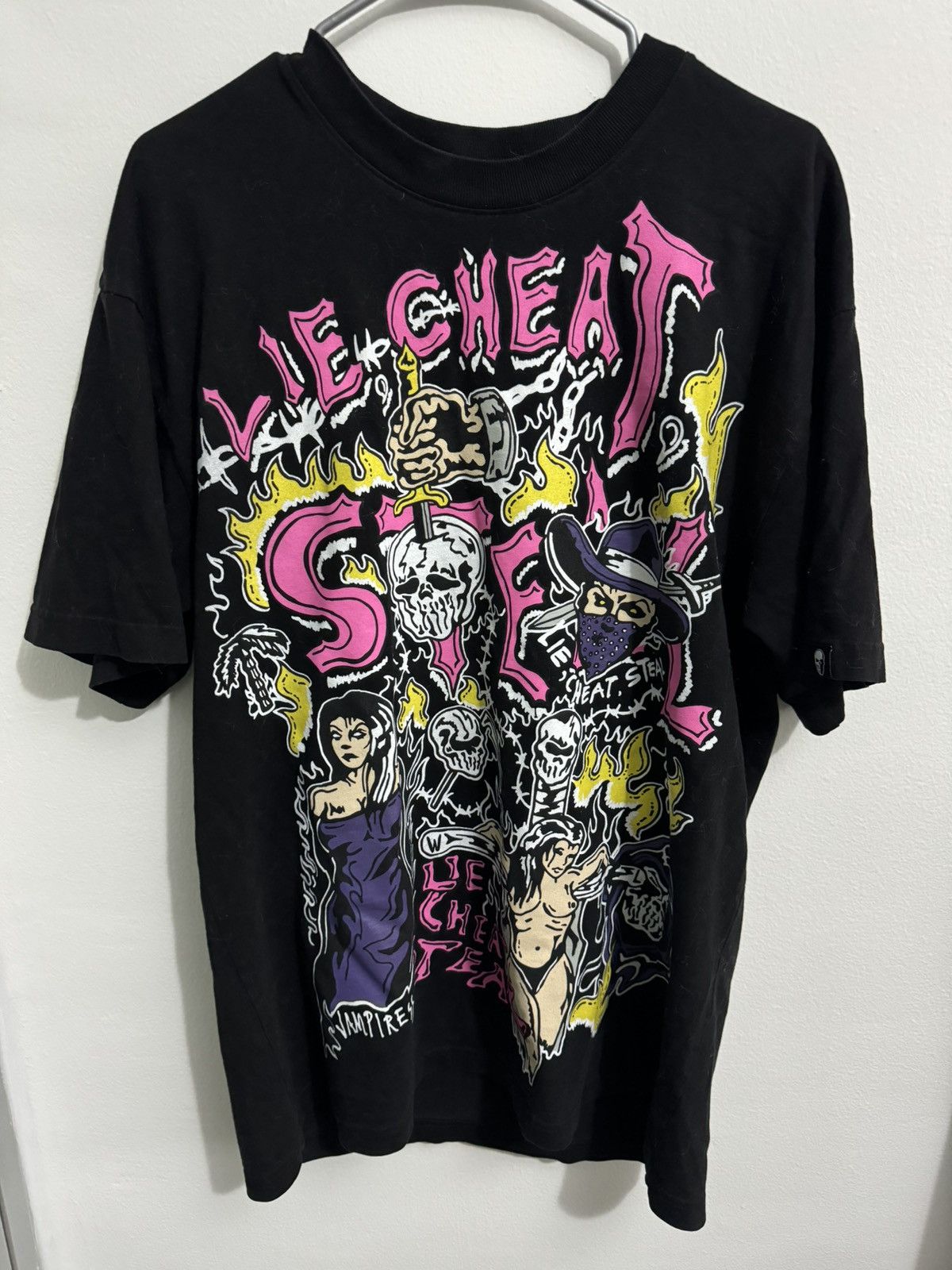 image of Warren Lotas “Lie Cheat Steal” in Black, Men's (Size Medium)
