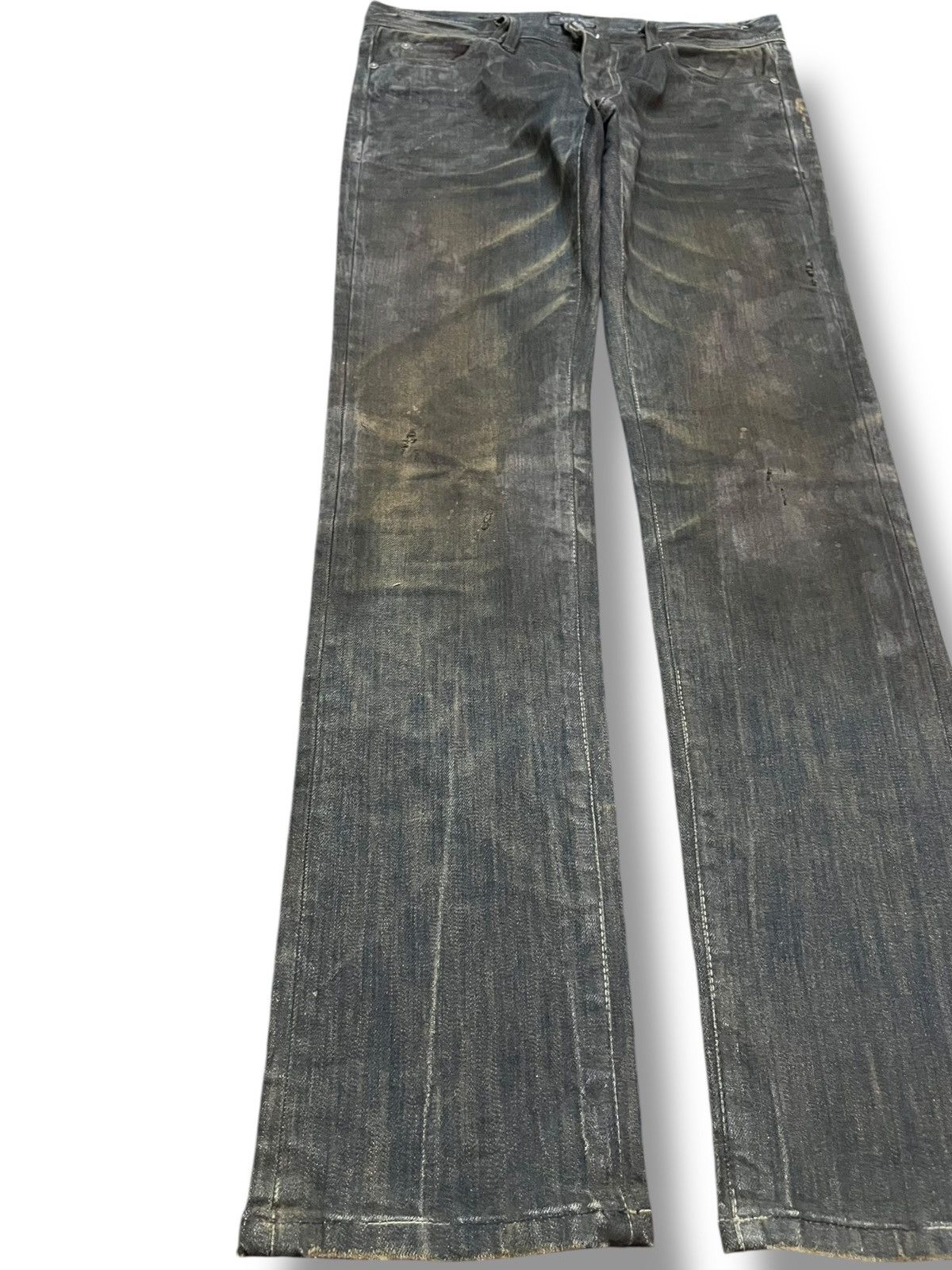 Japanese Brand Vintage A.V.H 1st Mudwash Waxed Hard Cotton Denim Size US 32 / EU 48 - 3 Thumbnail