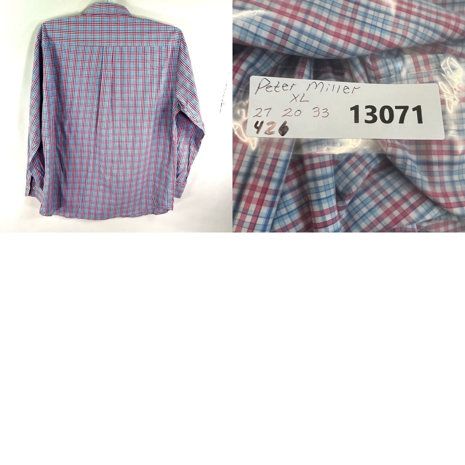 Peter Millar Peter Millar Shirt Mens XL Button-Up Long Sleeve Blue Red White Check Casual Preppy 54in Chest Mens Size US XL / EU 56 / 4 - 8 Thumbnail