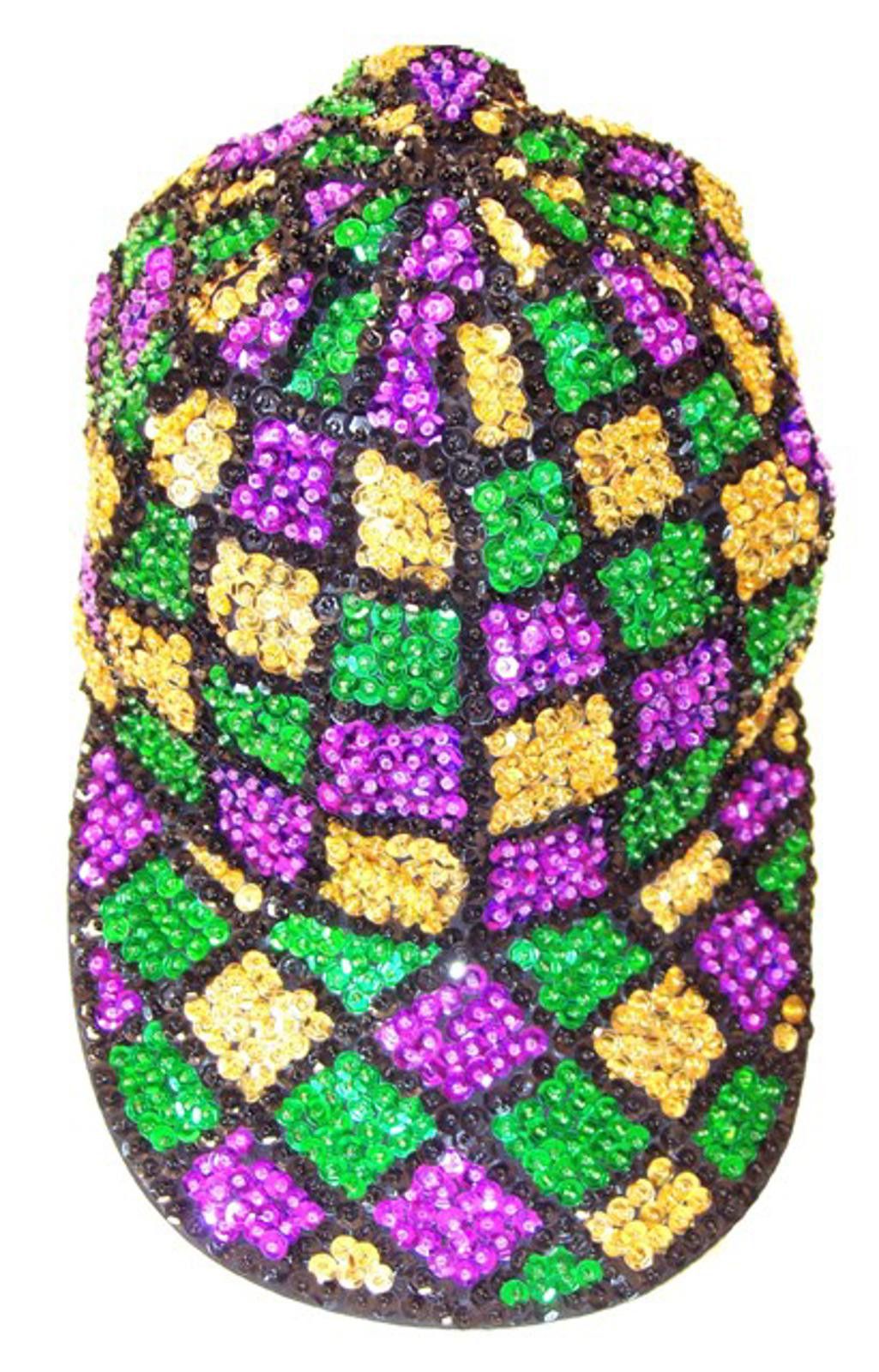 Designer Sequin Baseball Cap MARDIGRAS SQUARES Size ONE SIZE - 1 Preview