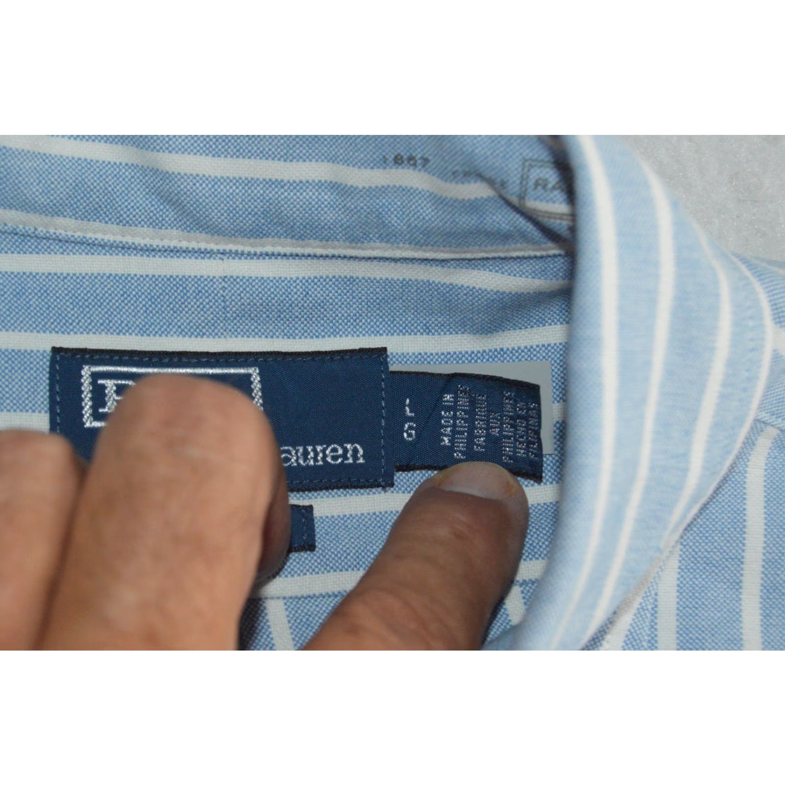 Polo Ralph Lauren Polo Ralph Lauren Shirt Blue Stripe L/S Button-Up Cotton Pocket Men’s Classic Fit (Size L) Size US L / EU 52-54 / 3 - 4 Thumbnail