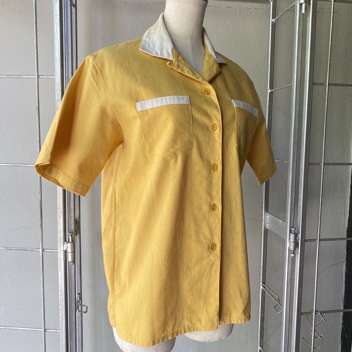 Vintage Girl Girl Yellow Contrast Collar Bowling Shirt Size M / US 6-8 / IT 42-44 - 13 Thumbnail
