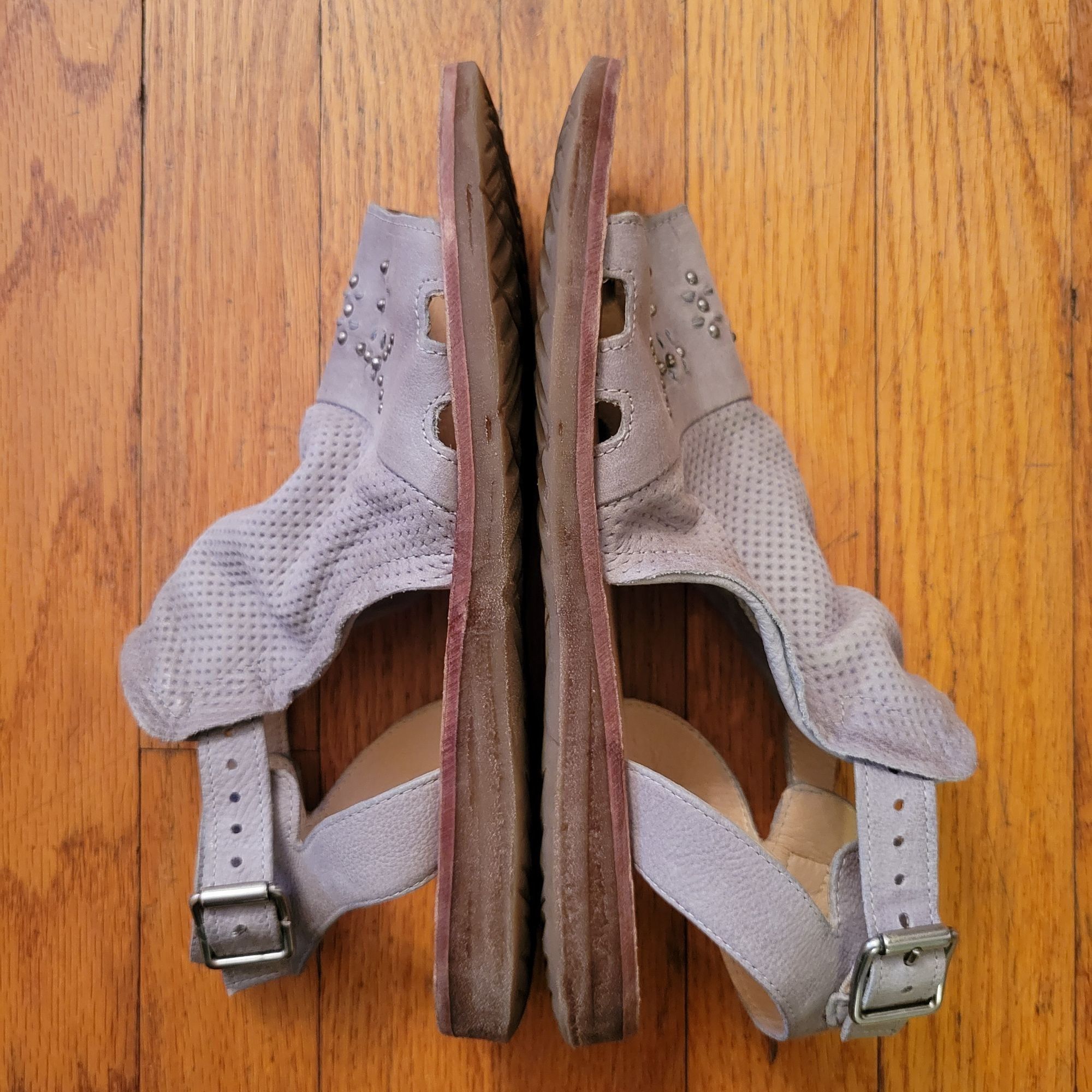 Vintage Miz Mooz 41 Gray Leather Sandals Studded Detail Ankle Size US 11 / IT 41 - 4 Thumbnail