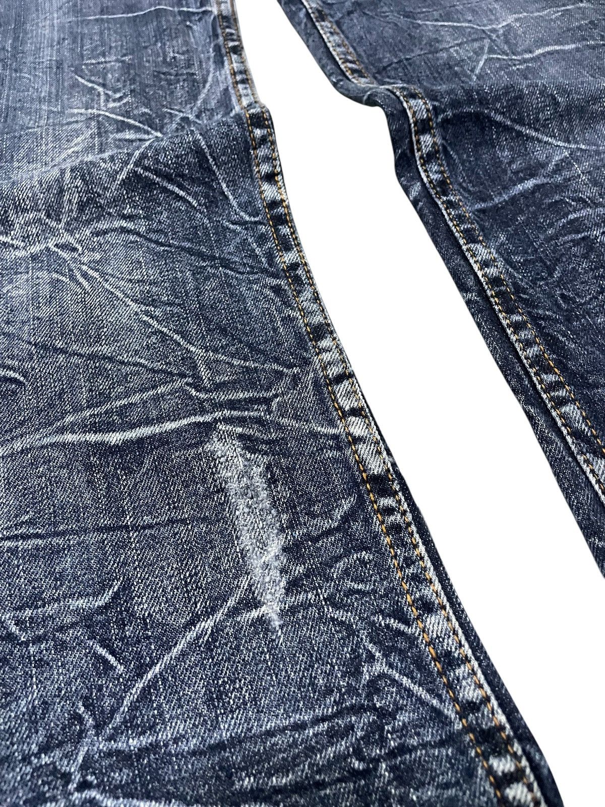 Hysteric Glamour × Japanese Brand Nylaus Japan Cracked Shadow Wash Double Waist Jeans Size US 30 / EU 46 - 8 Thumbnail