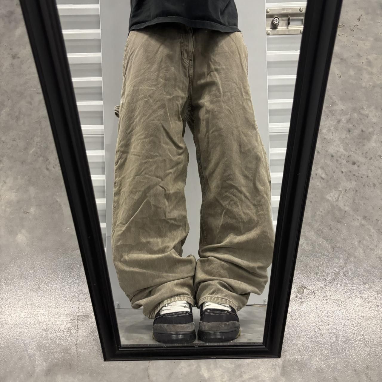Japanese Brand × Vintage Crazy Vintage Y2K/2000s Baggy Faded Washed Khaki Streetwear Carpenter Pants! Size US 32 / EU 48 - 1 Thumbnail