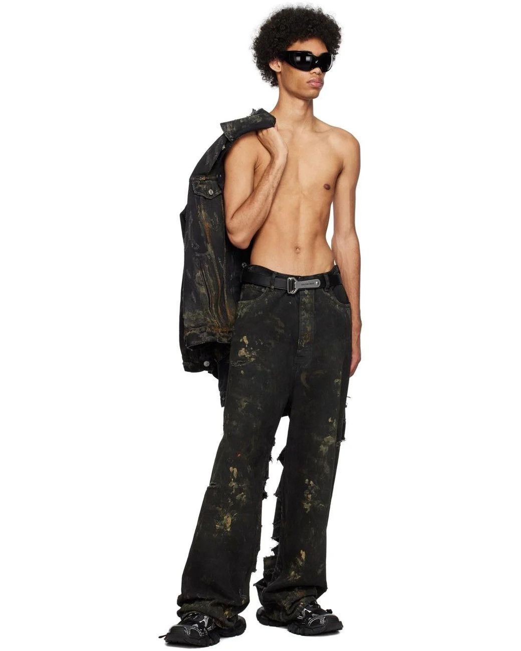 Balenciaga Balenciaga Destroyed Denim Pants 'Flat Black' Size US 34 / EU 50 - 4 Thumbnail