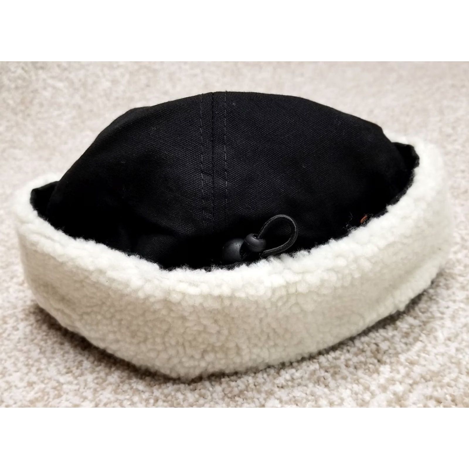 Vintage Trapper Hat Black Sherpa Lined Ear Flap Elmer Fudd Cap Adjustable Outdoors Unisex Adults Winter Canvas Cotton Polyester Hat Size ONE SIZE - 3 Thumbnail