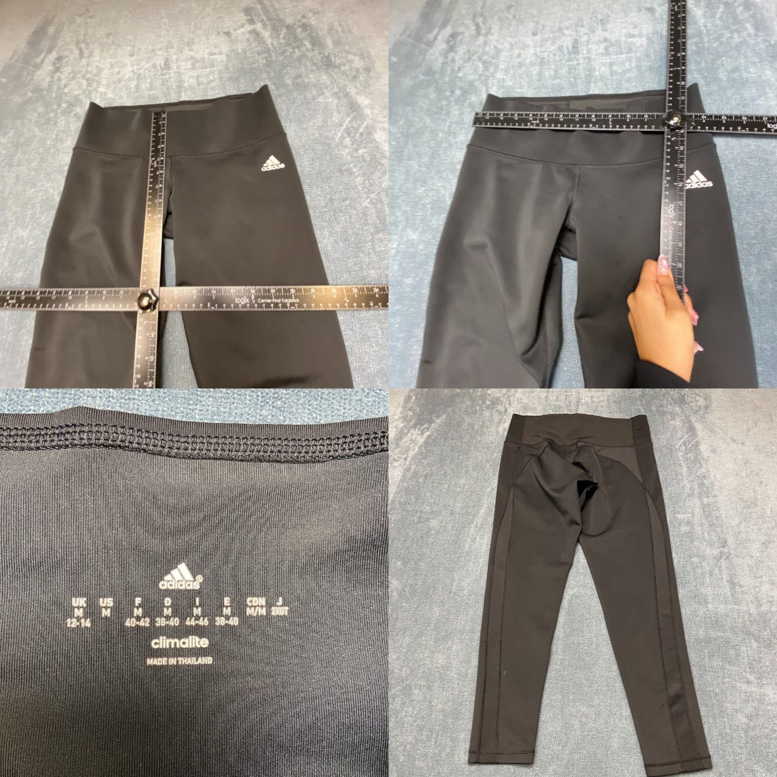 Adidas Adidas Leggings Women M Black High Waisted Dark Wash Yoga Workout Size 32" / US 10 / IT 46 - 8 Thumbnail