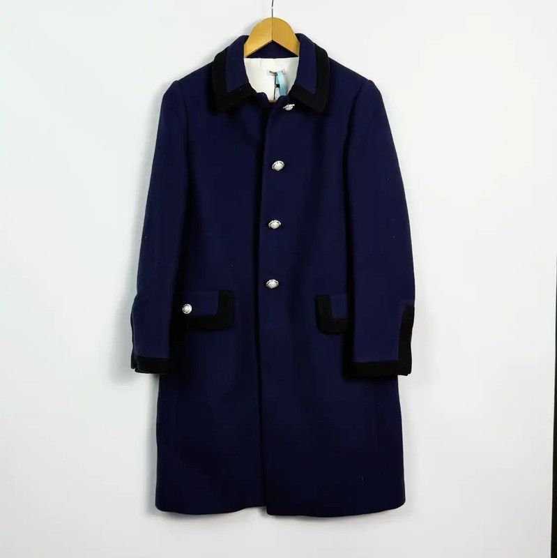 Miu Miu Miu Miu Women's Blue Wool Coat 0089 Size ONE SIZE - 1 Thumbnail