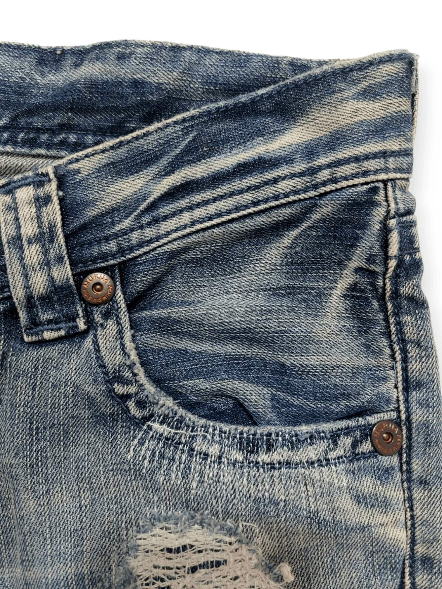 Designer Murua Low Rise Thrashed Denim Jeans Size 28" / US 6 / IT 42 - 9 Thumbnail