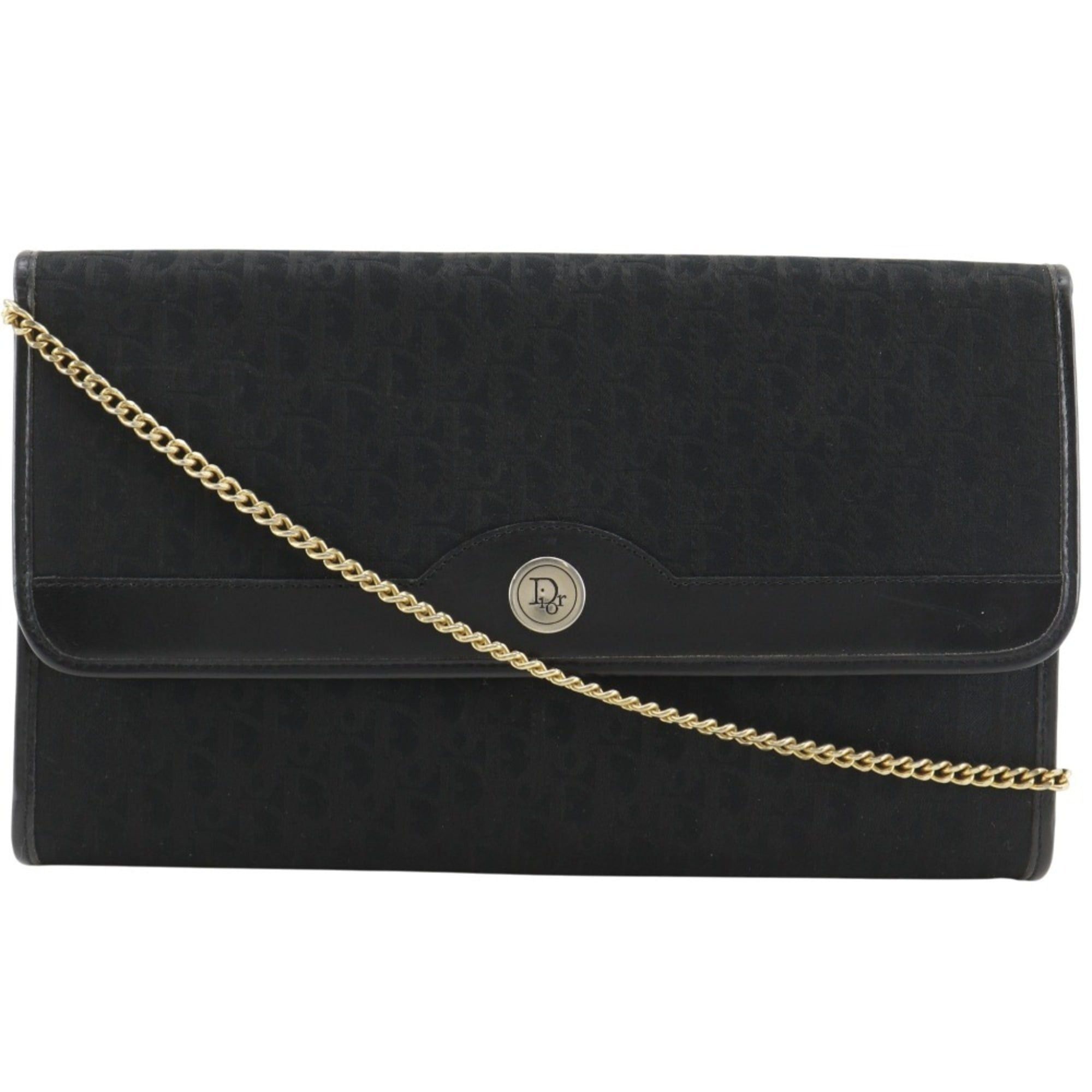 Dior Christian Dior Chain Shoulder Bag, Vintage Canvas, Black, Snap Button, Women's Size ONE SIZE - 1 Thumbnail