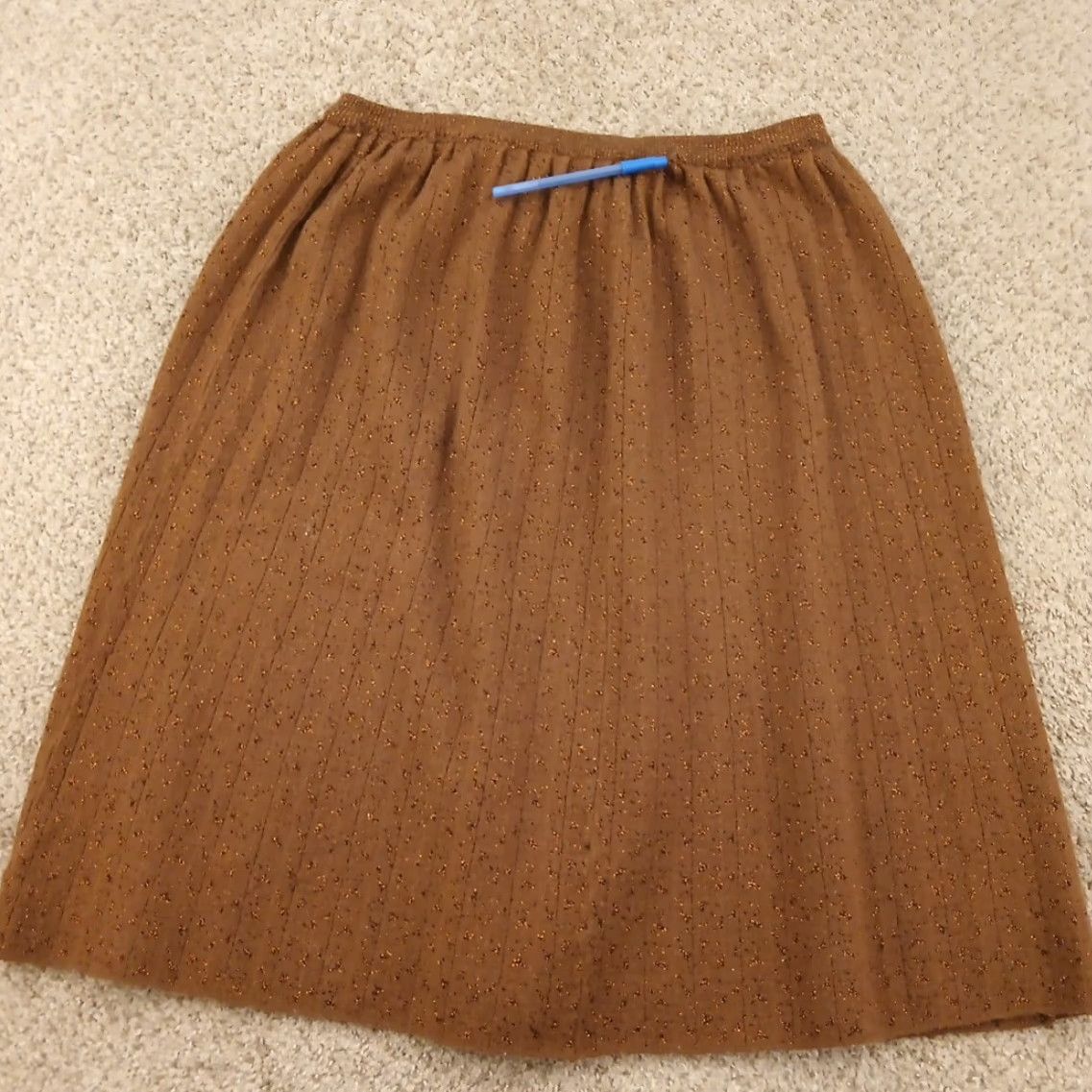Vintage Jeanne Pierre Skirt M Women Brown Geometric Wool Acrylic Knee Length PUll On Elastic Waist Size 32" / US 10 / IT 46 - 6 Thumbnail