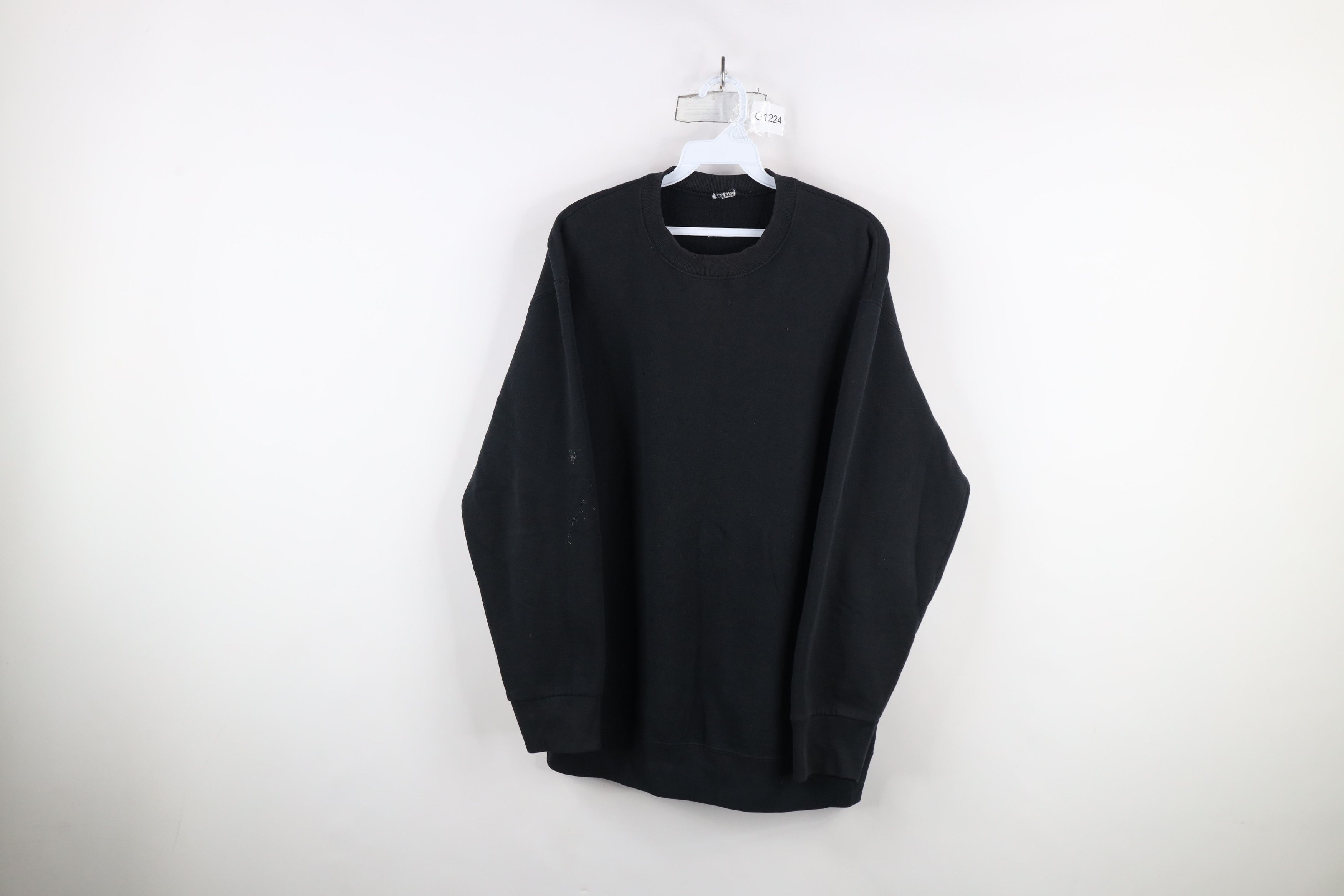 Vintage Vintage 90s Streetwear Blank Crewneck Sweatshirt Black USA Size US L / EU 52-54 / 3 - 1 Thumbnail