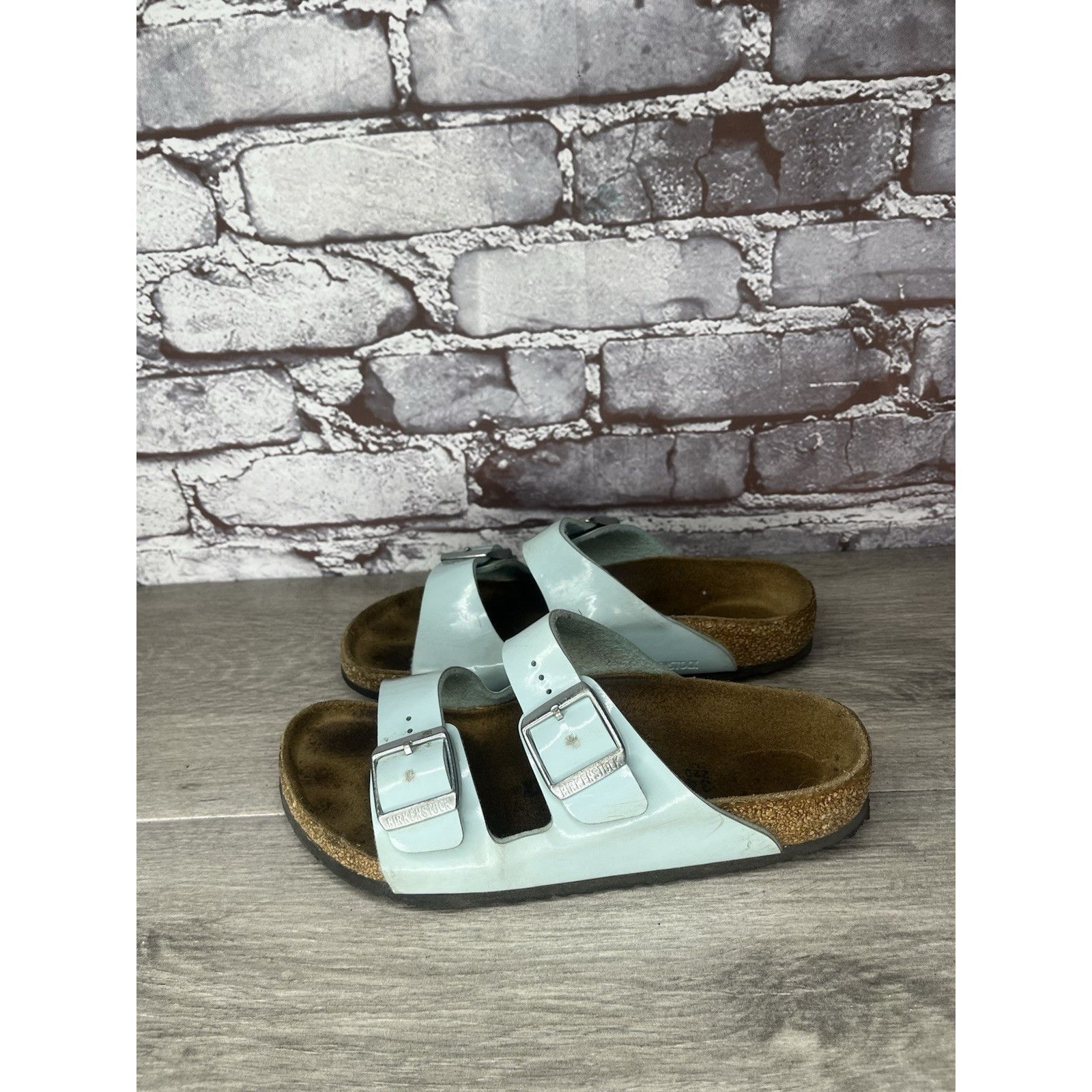 Birkenstock Birkenstock Arizona Turquoise Leather Slide Sandals Big Girl Size US 4 / IT 34 - 15 Thumbnail