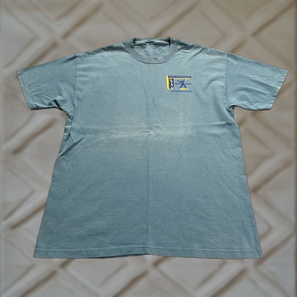 Vintage Unbranded Graphic Shirt Men L Blue Cotton Short Sleeve Crew Neck Logo Casual Mens Size US L / EU 52-54 / 3 - 1 Thumbnail