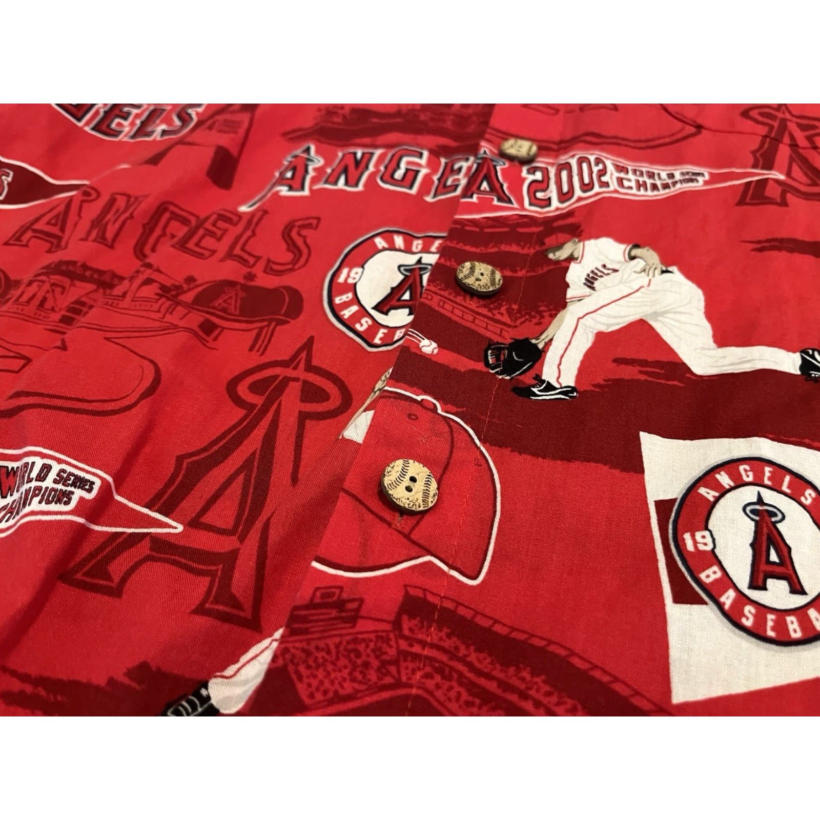 Reyn Spooner Reyn Spooner Los Angeles Anaheim Angels 2002 World Series Champions Button Shirt Men M/L Red Cotton Short Sleeve Baseball Century Size US M / EU 48-50 / 2 - 3 Thumbnail