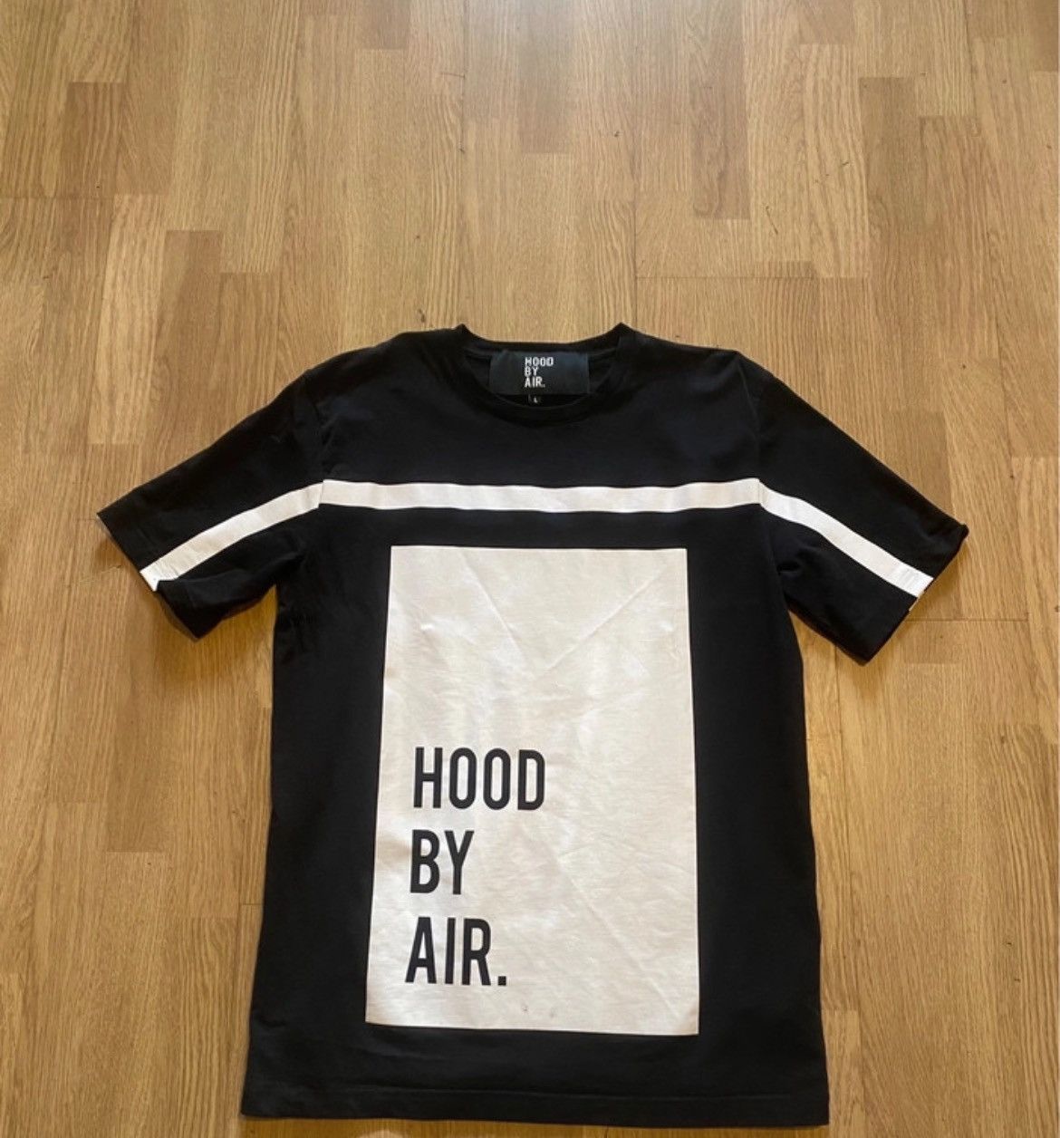 image of Hood By Air Striped Block Print Tee Black / White in Black White, Men's (Size Large)