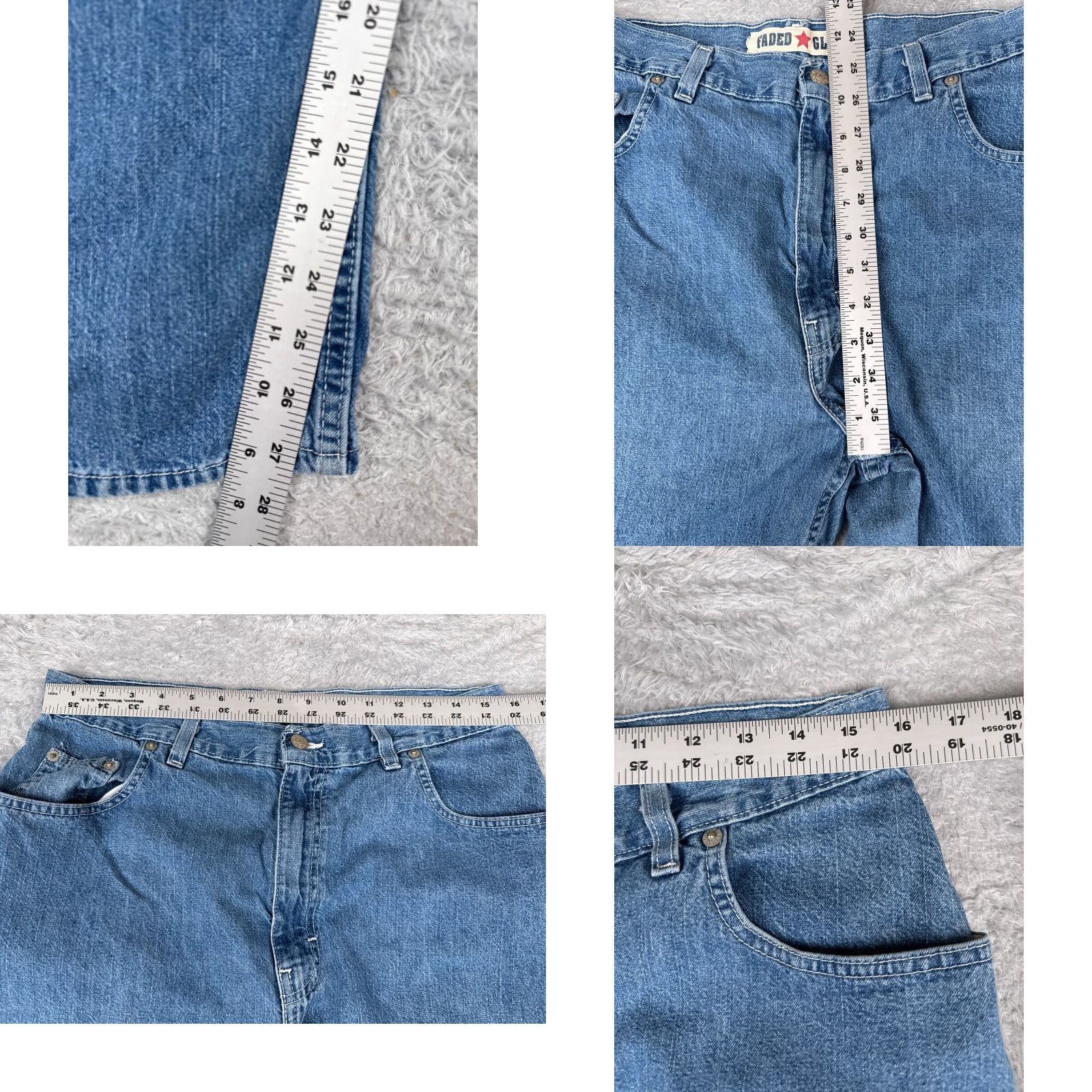Faded Glory Faded Glory Jeans Women 14P Blue Denim Wide-Leg Relaxed Cotton High Rise 31x28 Jeans Vintage: No Size 36" / US 14 / IT 50 - 8 Thumbnail