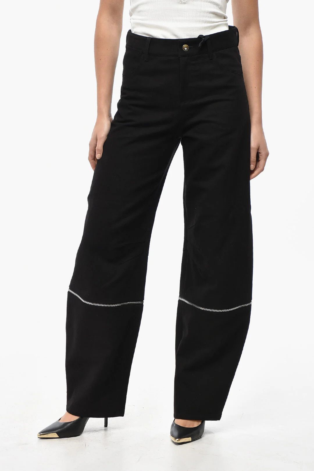 Moncler og1mm0426 Modular High-Waist Cotton Pant in Black Size 28" / US 6 / IT 42 - 1 Thumbnail