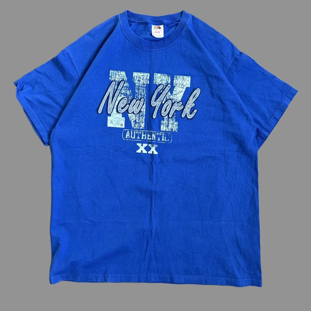 Fruit Of The Loom VINTAGE Fruit of the Loom Shirt Mens XL Blue New York Authentic XX Graphic Tee Cotton Size US XL / EU 56 / 4 - 1 Thumbnail