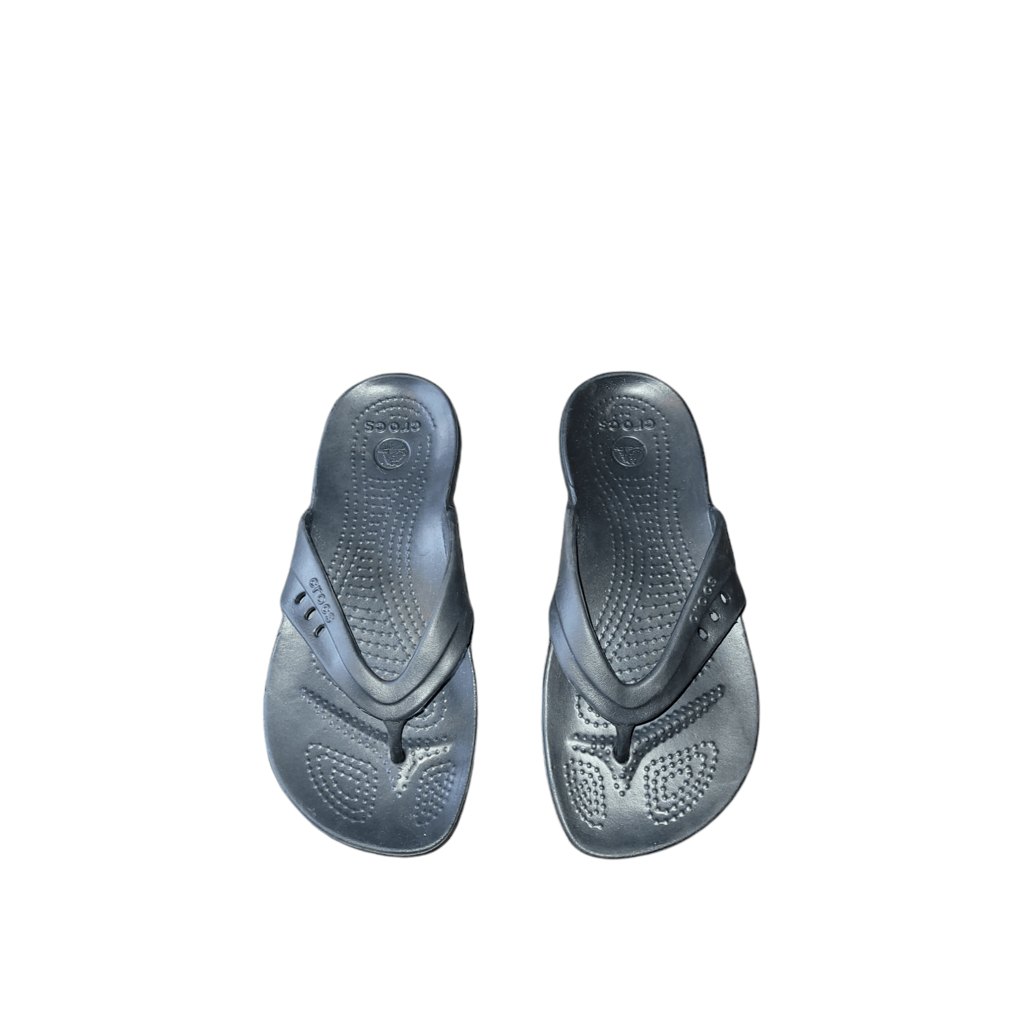 Crocs Crocs Thong Sandals Women Sz 4 Black Rubber Massaging Sole S Size US 4 / IT 34 - 3 Thumbnail