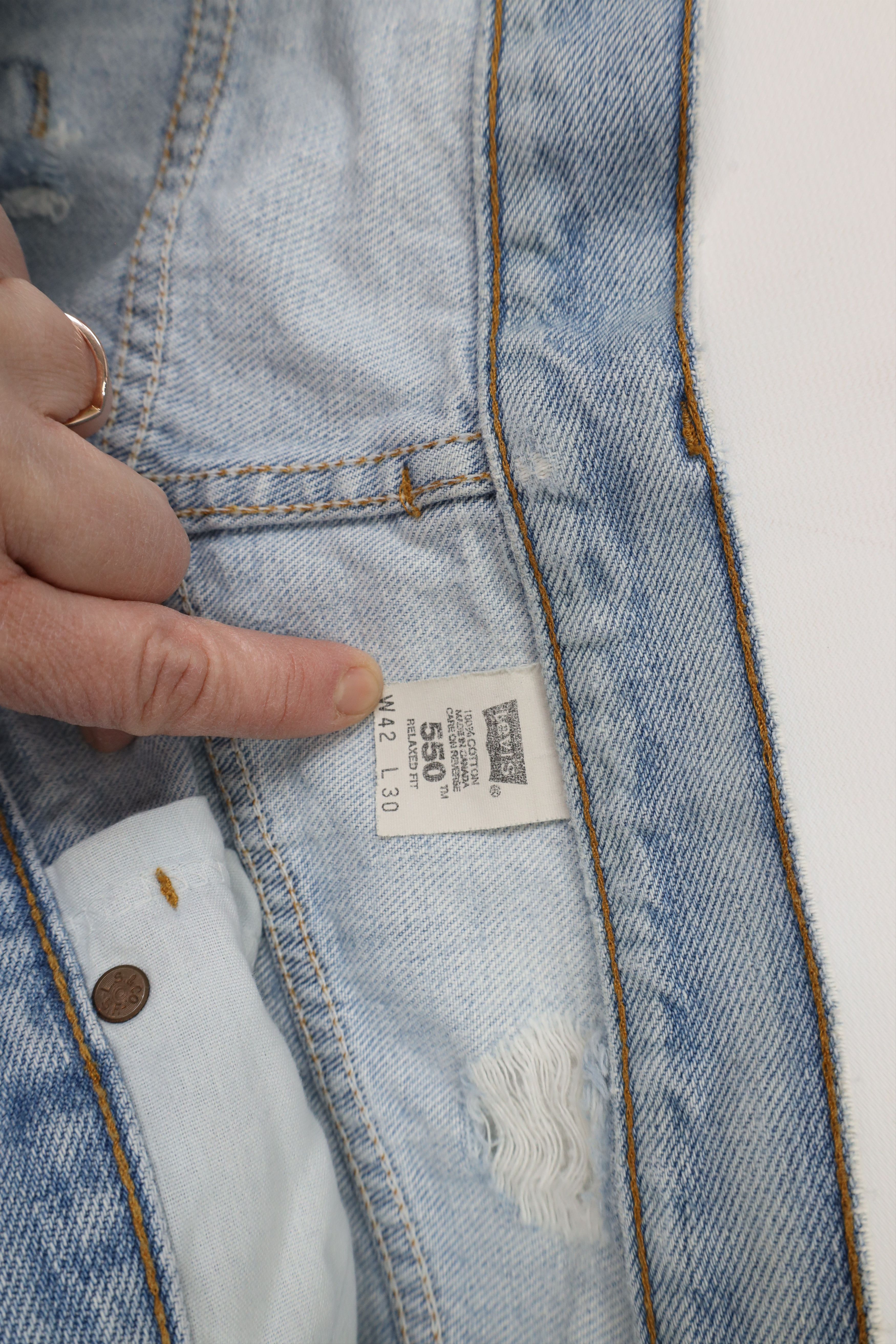 Levi's × Vintage Vintage 90s Levis 550 Relaxed Fit Denim Jeans Blue Cotton Size US 42 / EU 58 - 8 Thumbnail
