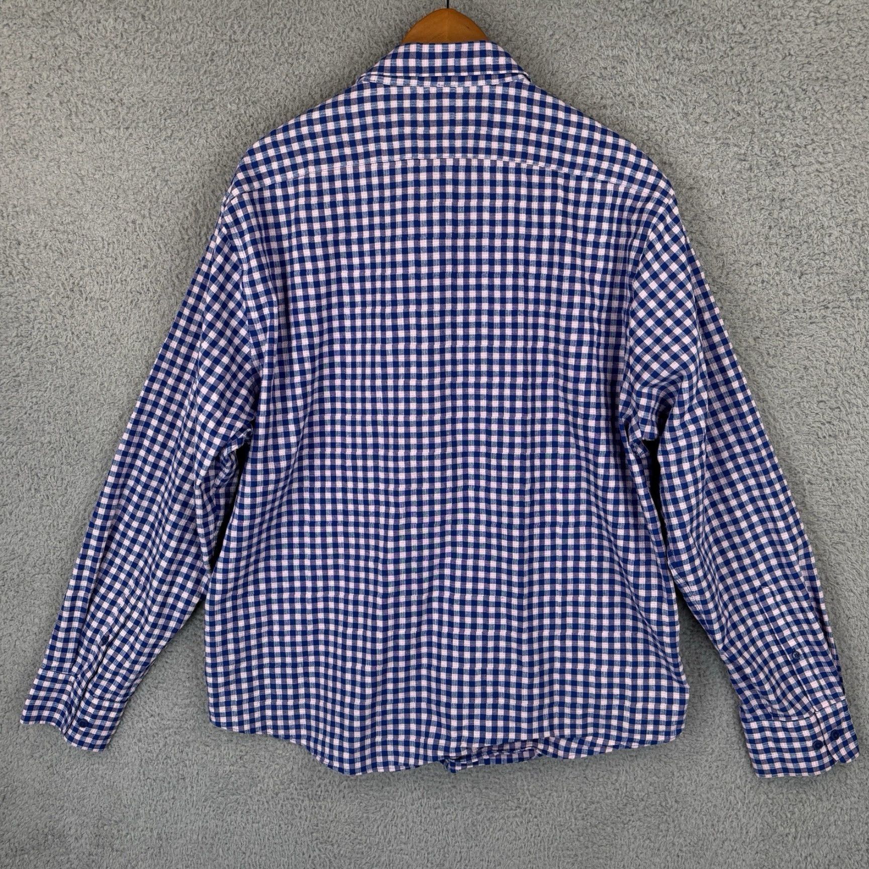 Vintage Twillory Untuckable Button Down Shirt Mens XL Blue Pink Check Linen Blend Size US XL / EU 56 / 4 - 5 Thumbnail