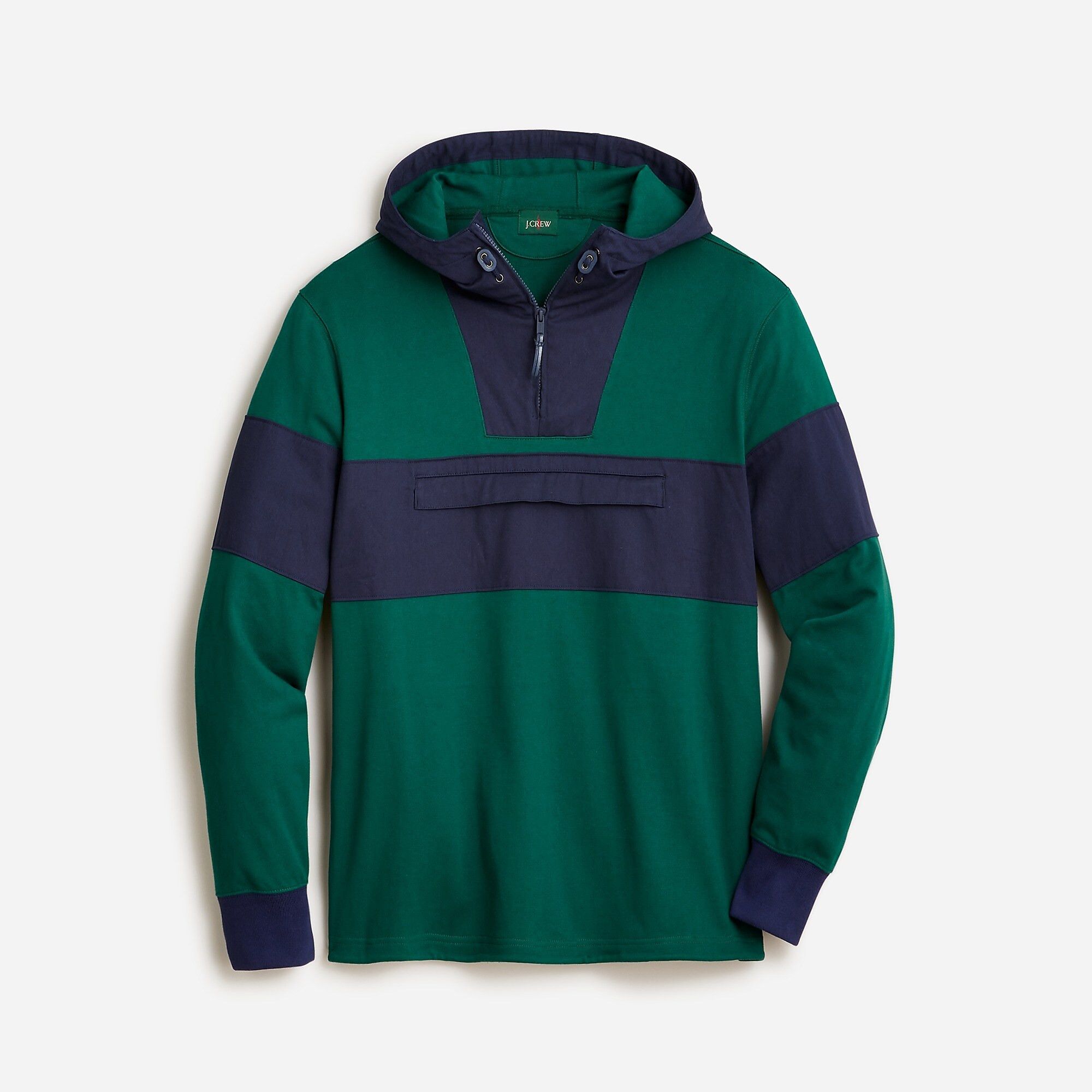 image of J Crew J.crew Rugby Anorak Hoodie Sweatshirt Green Blue NWT in Green/Blue, Men's (Size Small)