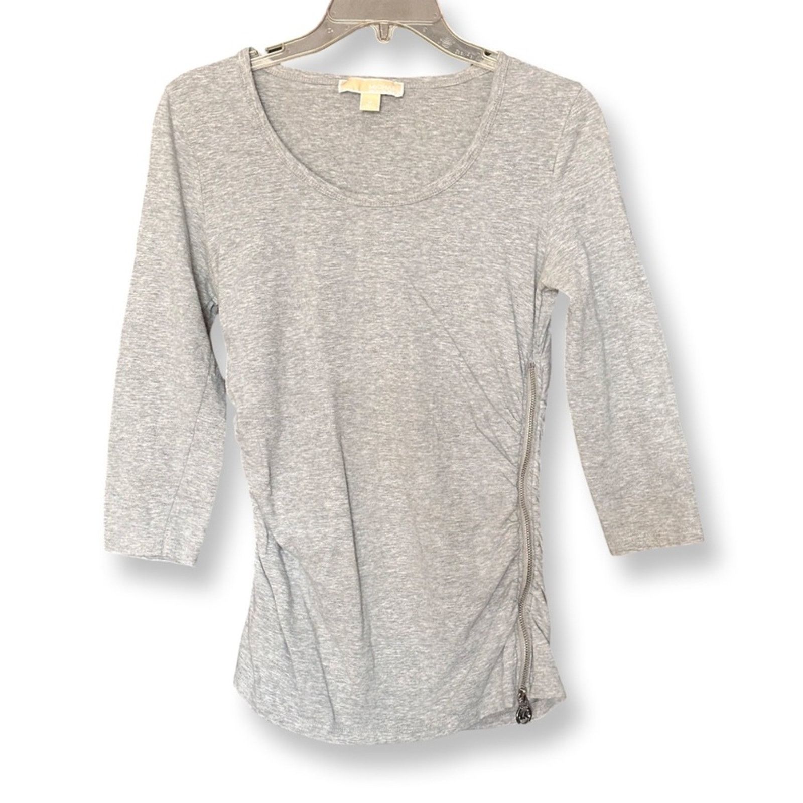 Michael Kors Michael Kors Gray Jersey Side Zip Scoop Neck Blouse Size M / US 6-8 / IT 42-44 - 1 Thumbnail