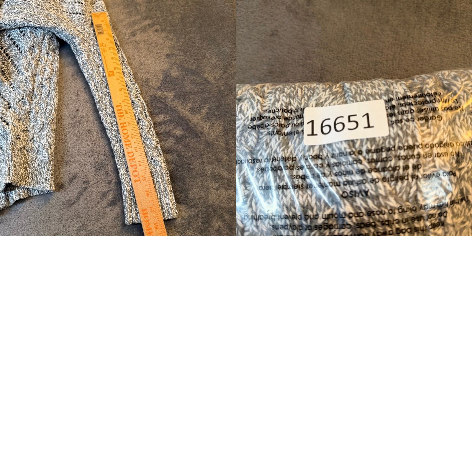 Express Express Sweater Women Small Gray V-Neck Long Sleeve Cable Knit Marled Open Knit Pullover Casual Womens Size S / US 4 / IT 40 - 8 Thumbnail