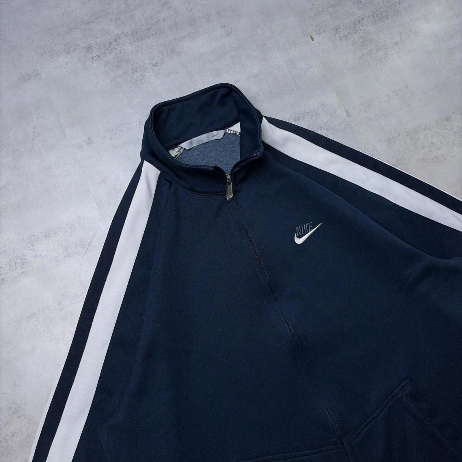 Nike Y2K Navy Nike Swoosh Grunge Striped Skater Track Jacket Size US XL / EU 56 / 4 - 5 Thumbnail