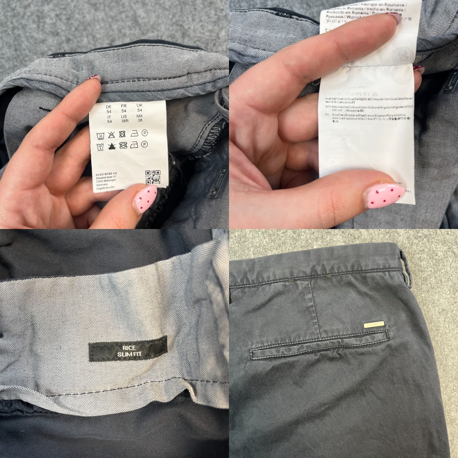 Hugo Boss Hugo Boss Slim Trousers Chino Pants Mens Regular 36 Grey Cotton Elastane Tapered Front Pocket Stretch Size 36 Mens Clothes Size US 36 / EU 52 - 8 Thumbnail