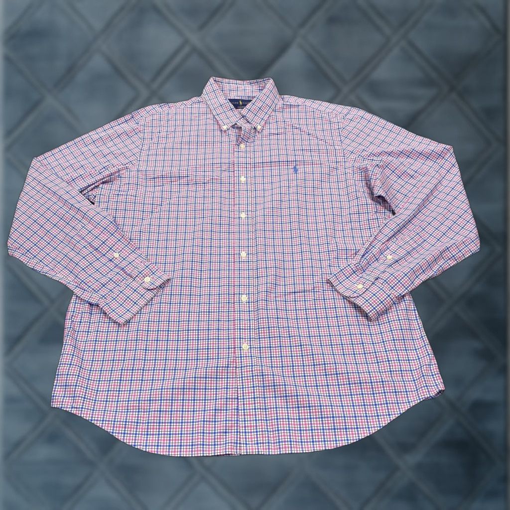 Ralph Lauren Ralph Lauren Shirt Mens XL Pink Blue Check Long Sleeve Button Down Stretch Size US XL / EU 56 / 4 - 1 Thumbnail