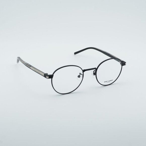 Saint Laurent Paris Saint Laurent SL848/J 001 Eyeglasses Shiny Black 49mm Round Size ONE SIZE - 3 Thumbnail