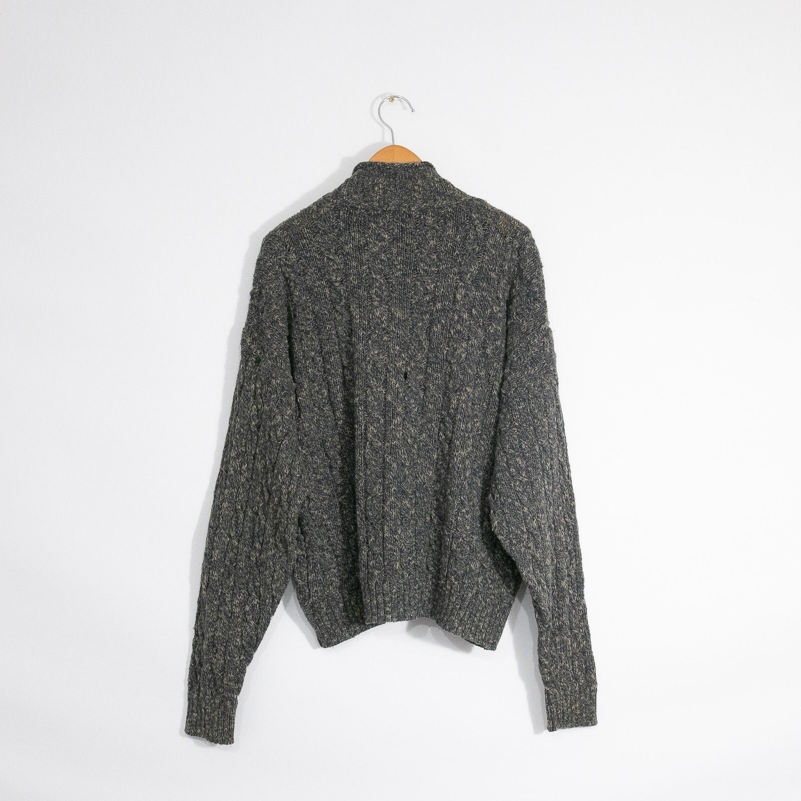 Vintage Vintage Cable Knit Cotton Sweater Mens 2XL Mock Neck Raw Hem Size US XXL / EU 58 / 5 - 6 Thumbnail