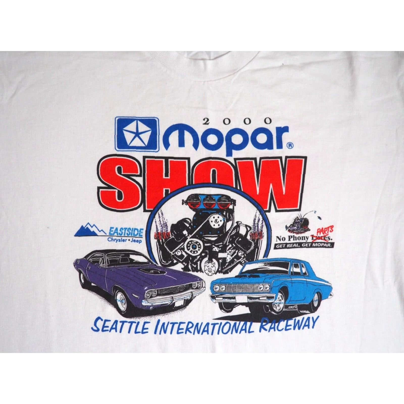Hanes VTG Hanes 2000s Mopar Hot Rod Muscle Car Seattle White Tee T-Shirt XL Mens Cotton Graphic Tee Hanes White Short Sleeve Vintage 2000s Decade 2000s Size US XL / EU 56 / 4 - 3 Thumbnail