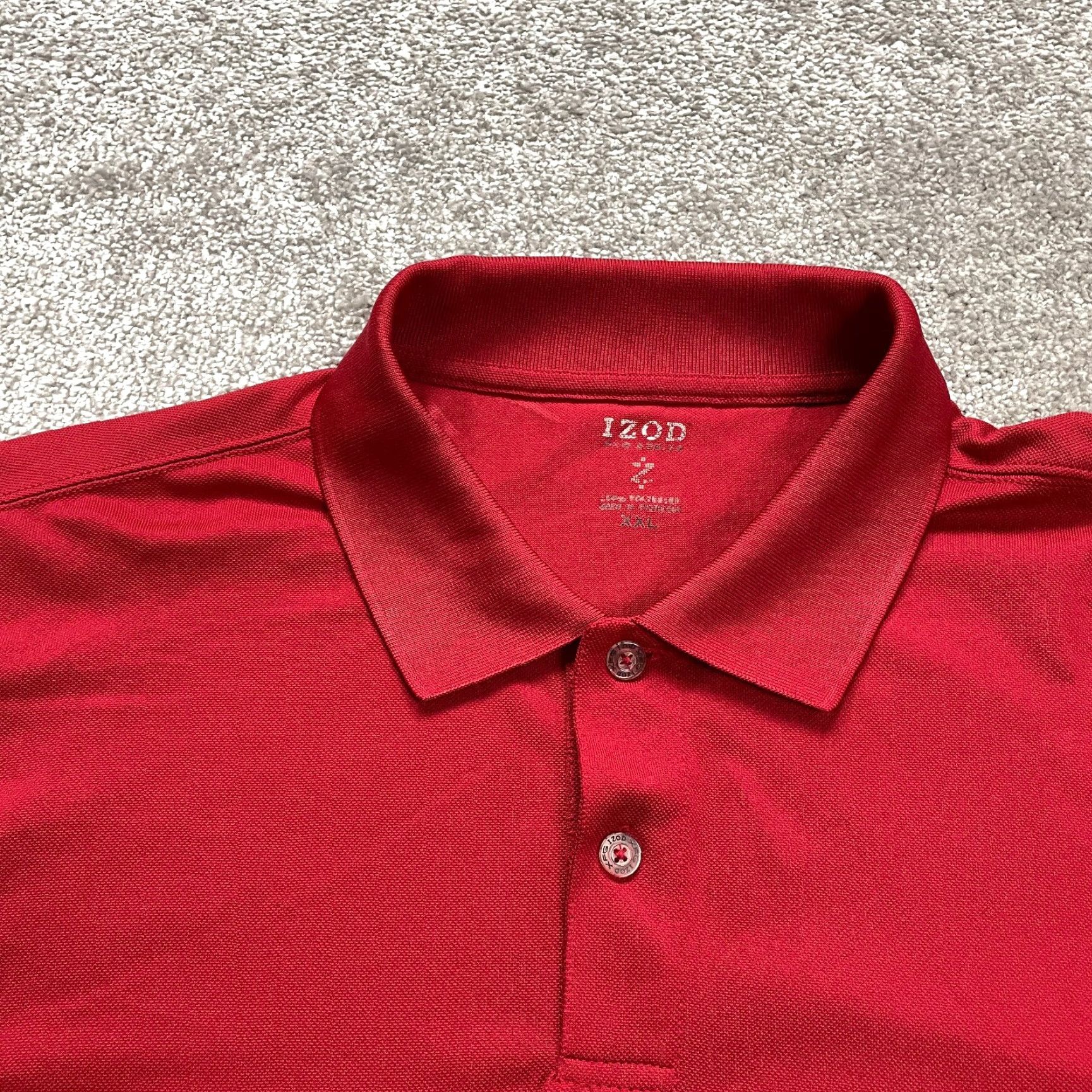 Izod IZOD Polo Shirt Mens XXL Red Polyester Collared Short Sleeve Active Size US XXL / EU 58 / 5 - 3 Thumbnail