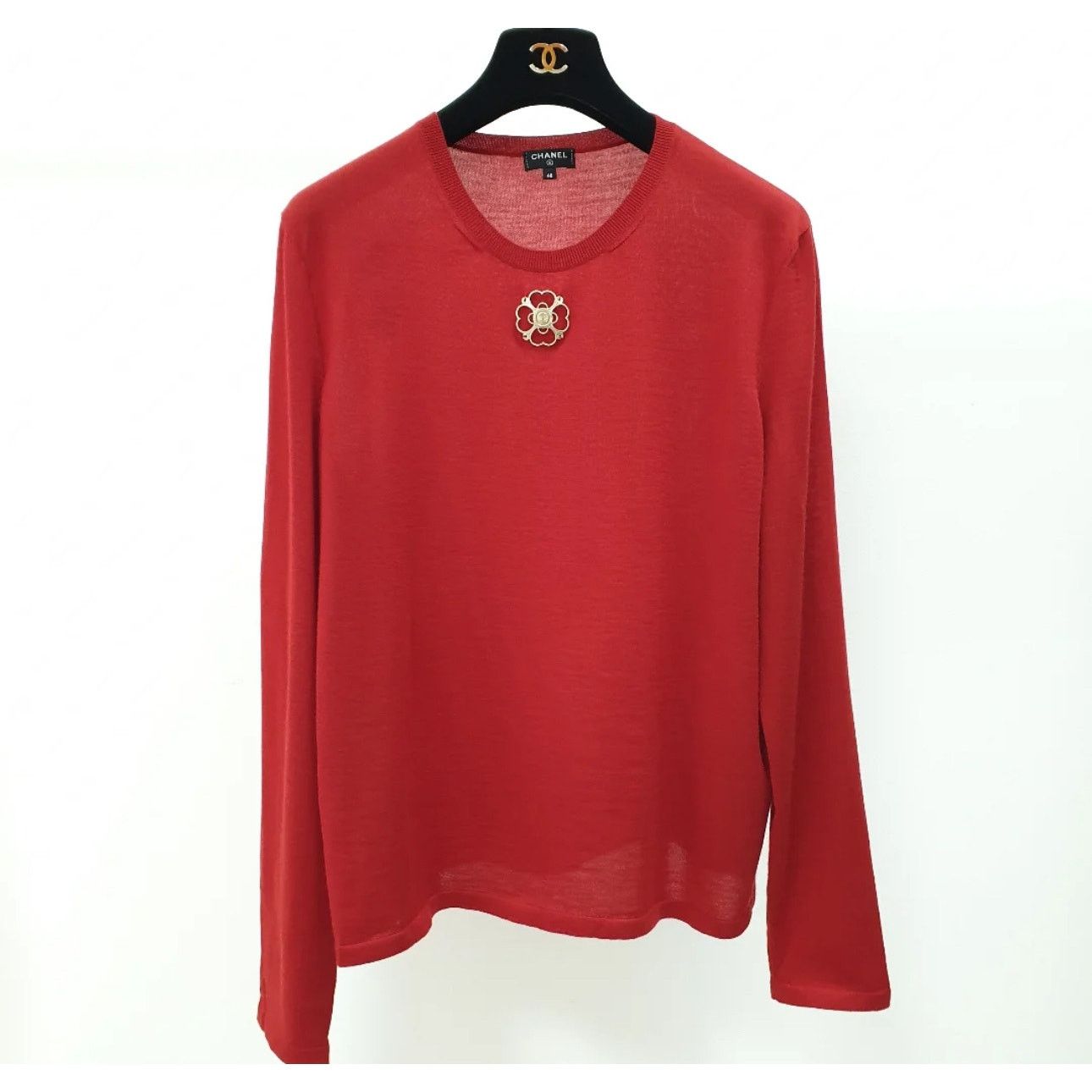 Chanel Chanel Red Cashmere Jumper Sz.48 Size XL / US 12-14 / IT 48-50 - 1 Thumbnail