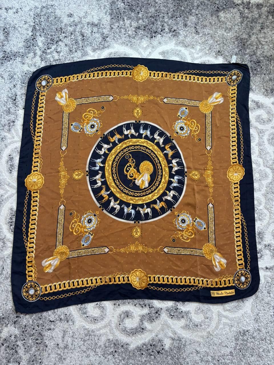 Vintage Vintage Renato Balestra Silk Scarf - Equestrian Chain Motif Size ONE SIZE - 5 Thumbnail
