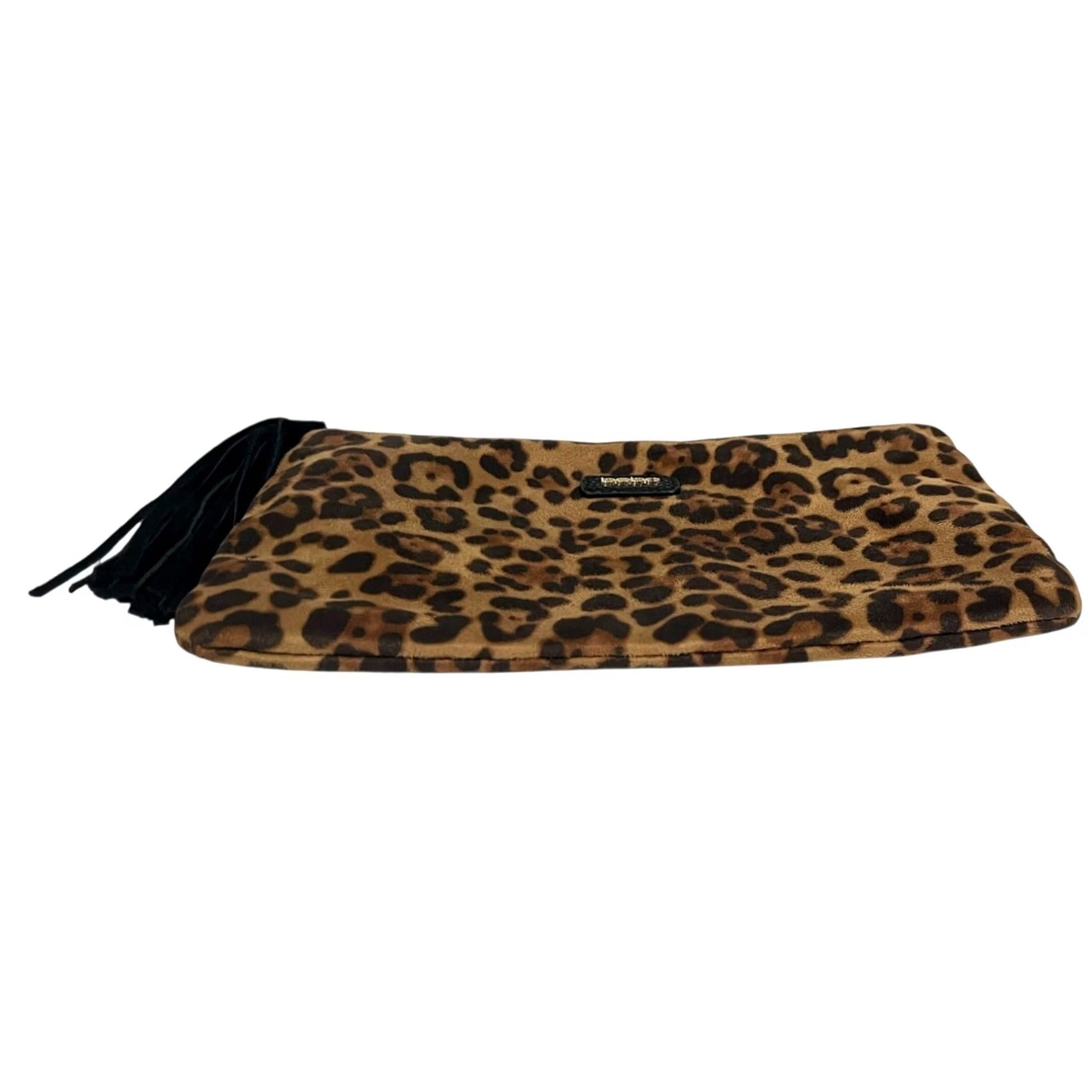 Bebe Bebe Make-Up Bag Pouch Animal Print Brown Tassel Zipper 12x7.5 Clutch Women, Animal Print, Brown, Zip, 12x7.5, Preowned, Clutch Bag, Makeup Bag, Bebe Size ONE SIZE - 3 Thumbnail